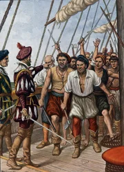 The Mutiny of the Crew of the Portuguese Flor de La Mar, Against Their General, Afonso de Alberquerque in c.1511, Illustration from 